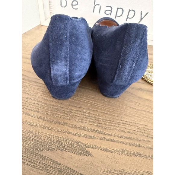 FS/NY Cassie Beach Navy Suede Wedge Flats Womens Size 5B Scalloped Edge - Picture 9 of 9